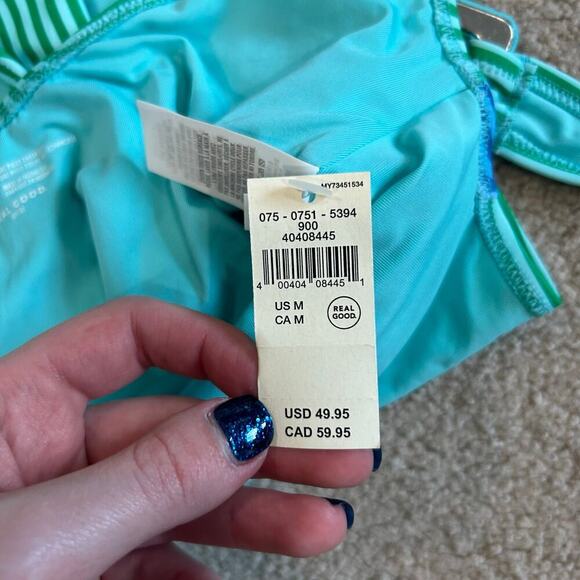 NWT Aerie Cambridge Coast Striped Colorblock One Piece Swimsuit Scoop Back - Picture 7 of 7